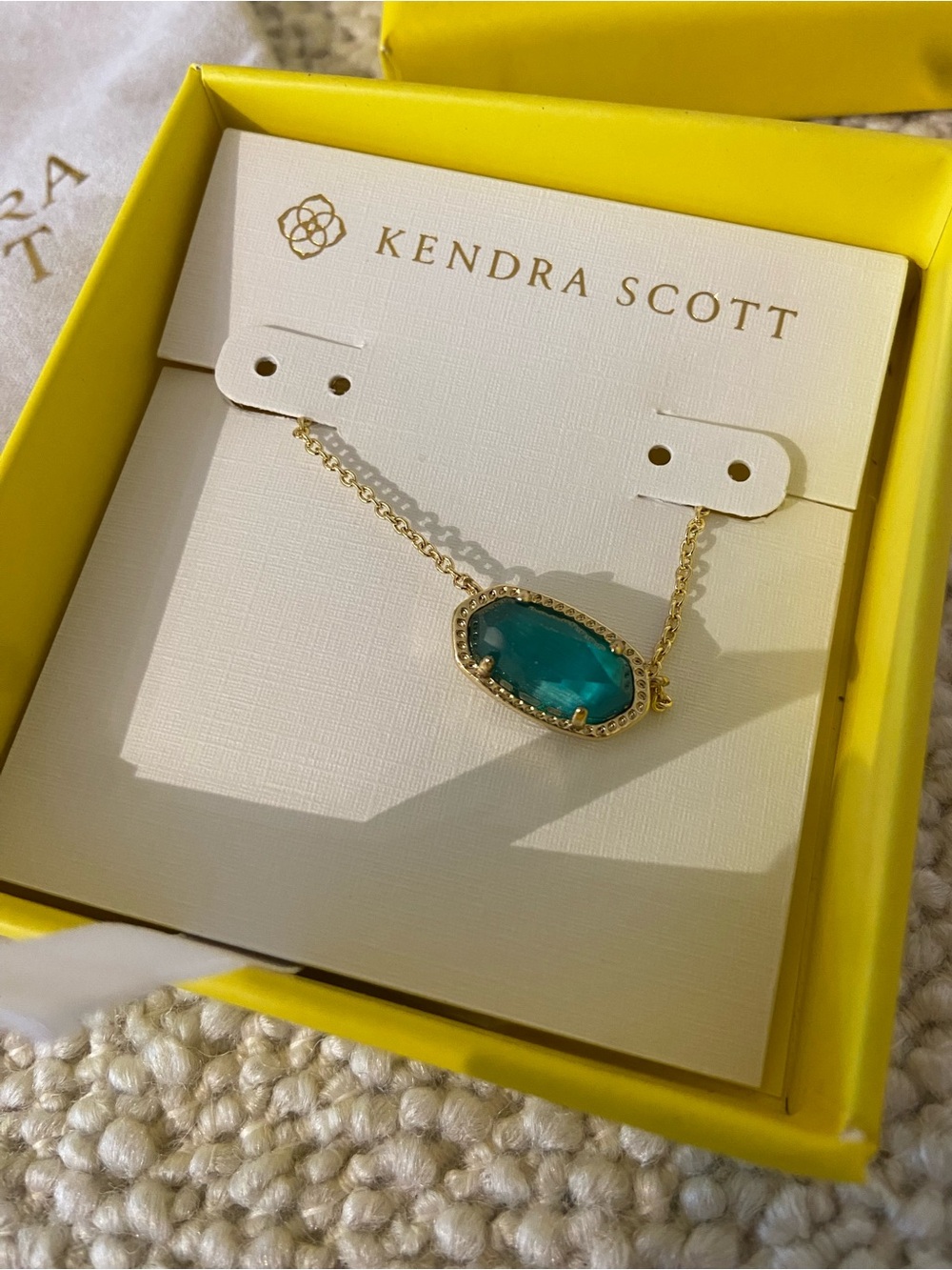 Kendra Scott Gold Necklace with Teal Stone Pendant